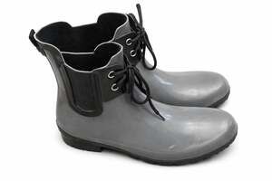 Roma Women's Chelsea Lace-up Gray Rubber Rain Boots